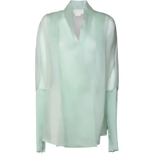 Blouses, female, , Size: XS Jade V-Neck Blouse with Transparent Details - Genny - Modalova