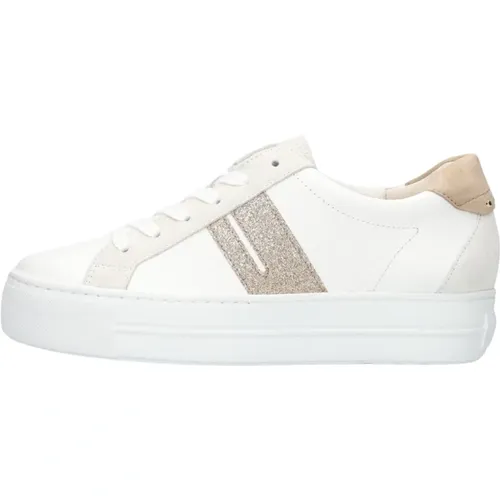 Weiße Low-Top-Sneaker mit Wildleder-Elementen , Damen, Größe: 38 1/2 EU - Paul Green - Modalova