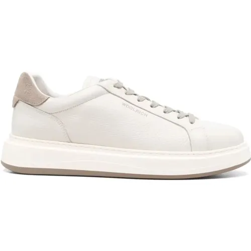 Leather Sneakers Lace-up Logo Patch , male, Sizes: 7 1/2 UK, 7 UK, 11 UK, 8 1/2 UK, 10 UK, 9 UK, 8 UK, 10 1/2 UK - Woolrich - Modalova