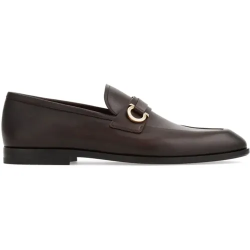 Loafers, male, , Size: 9 1/2 US Calf Leather Metal Band Sole - Salvatore Ferragamo - Modalova