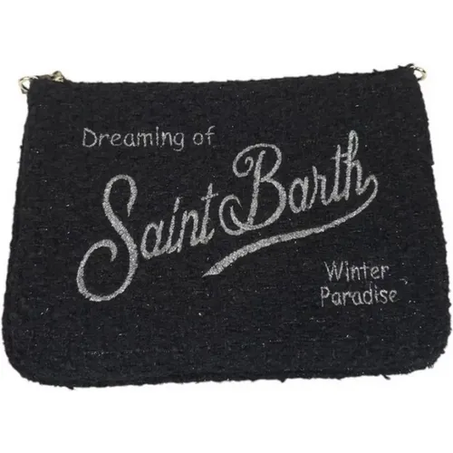 Schwarze Tweed Logo Clutch Tasche - MC2 Saint Barth - Modalova