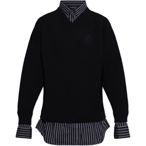 V-neck Knitwear, male, , Size: L V-neck sweater - Balenciaga - Modalova