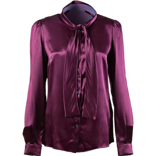 Silk Bow Long Sleeve Shirt , female, Sizes: XL, L - Dolce & Gabbana - Modalova