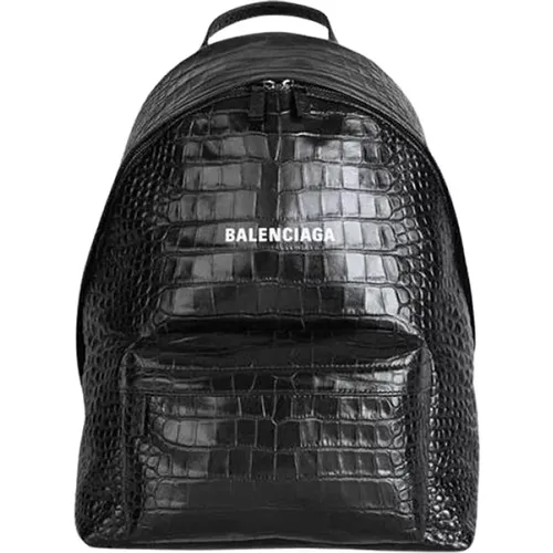 Crocodile Print Leather Backpack , unisex, Sizes: ONE SIZE - Balenciaga - Modalova