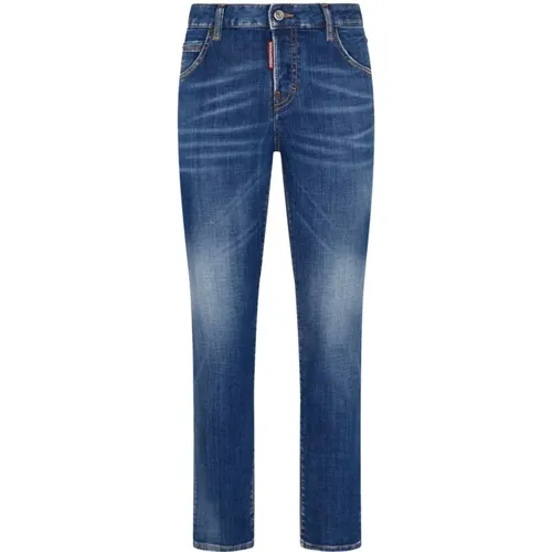Blaue Stretch-Baumwoll-Denim-Jeans , Damen, Größe: S - Dsquared2 - Modalova
