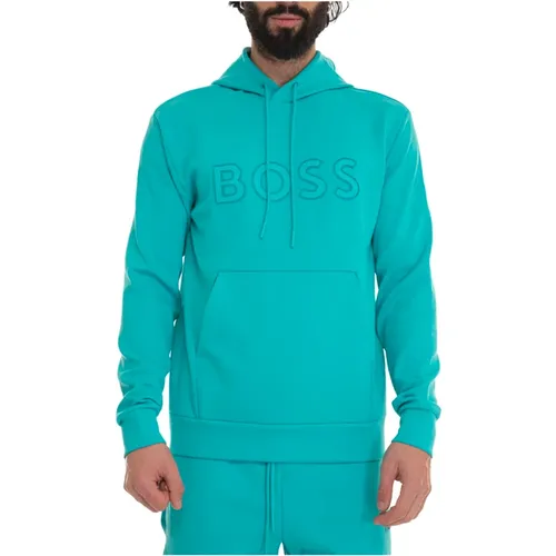 Maxi Logo Hooded Sweatshirt with Kangaroo Pockets , male, Sizes: 2XL, M - Boss - Modalova