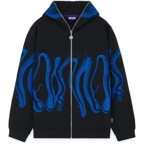 Zip-throughs, male, , Size: XS Cotton Hoodie with Screen Print - Octopus - Modalova