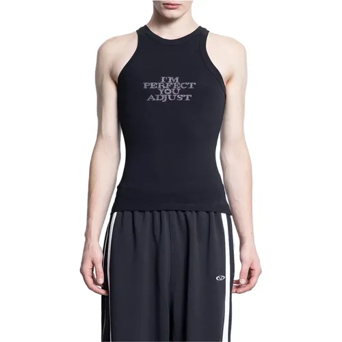 Sleeveless Tops, male, , Size: XL Adjust Tank Top with Rhinestone Detail - Vetements - Modalova