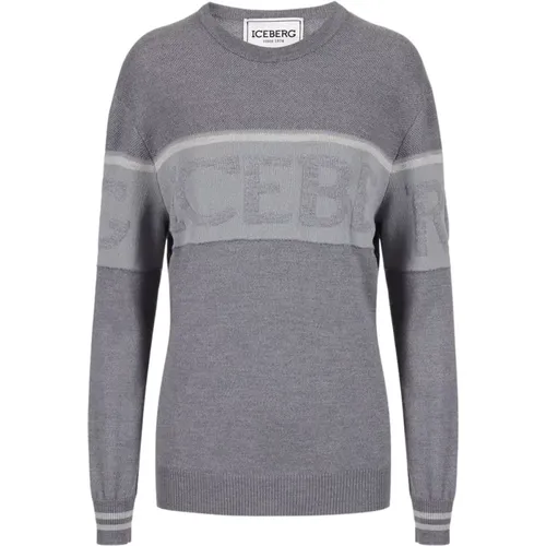 Merino Wool Crew-neck Sweater , Damen, Größe: S - Iceberg - Modalova