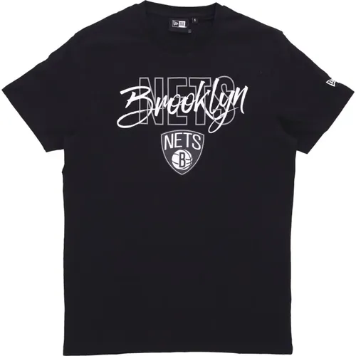 T-Shirts, male, , Size: S Brooklyn Nets Script Tee /White - new era - Modalova