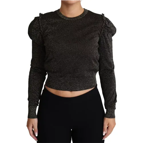 Schwarzer Goldener Cropped Pullover Sweater , Damen, Größe: 2XS - Dolce & Gabbana - Modalova