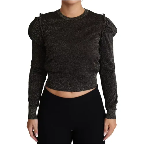 Schwarzer Goldener Cropped Pullover Sweater , Damen, Größe: S - Dolce & Gabbana - Modalova