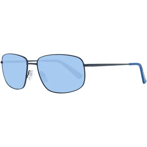 Schwarze Metall Rechteckige Sonnenbrille Blaue Gläser - BMW - Modalova