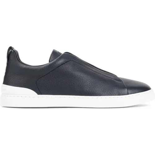 Blaue Ledersneakers Stil Aw24 - Ermenegildo Zegna - Modalova