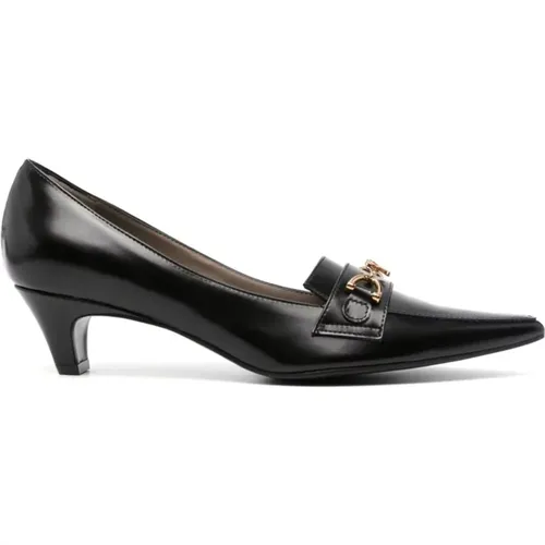 Schwarze Leder Pumps mit Schleifendetail und Niedrigem Absatz , Damen, Größe: 37 1/2 EU - Roberto Festa - Modalova