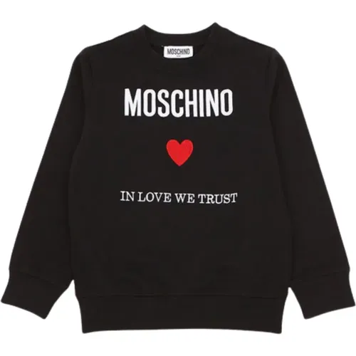 Schwarzer Pullover mit gesticktem Logo - Moschino - Modalova