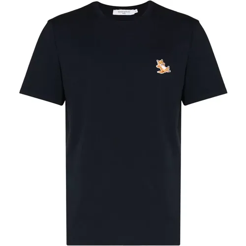 Schwarze Chillax Fox Patch T-Shirts und Polos - Maison Kitsuné - Modalova