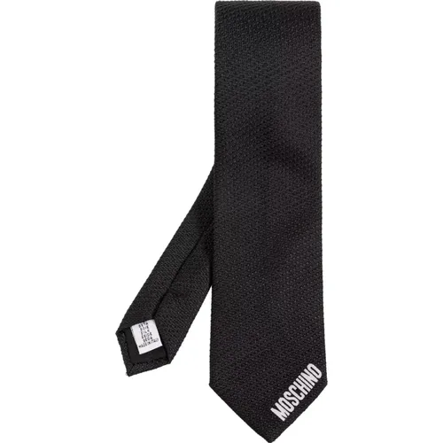 Ties, male, , Size: ONE SIZE Silk tie with logo - Moschino - Modalova