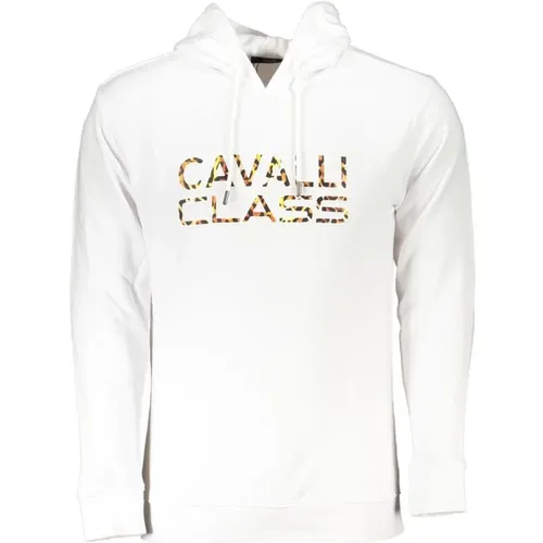 Hoodies, male, , Size: 2XL Hooded Cotton Sweatshirt with Logo Print - Cavalli Class - Modalova