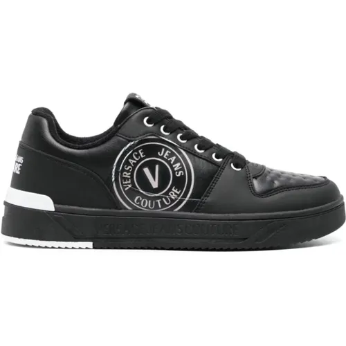 Schwarze Sneakers mit Logodetails , Herren, Größe: 41 EU - Versace Jeans Couture - Modalova