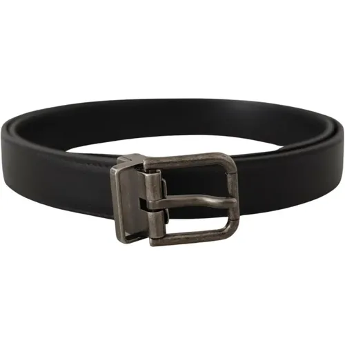 Belts, male, , Size: 85 CM Vintage Logo Metal Buckle Leather Belt - Dolce & Gabbana - Modalova