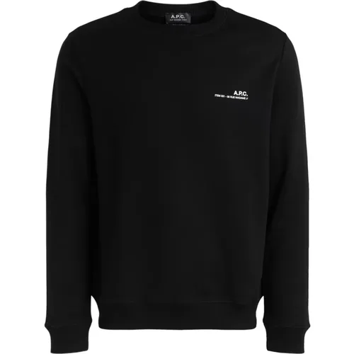 Schwarzer Baumwoll-Herrenpullover mit weißem Logo , Herren, Größe: L - A.P.C. - Modalova