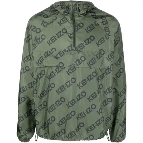 Grüne Logo-Print Kapuzenjacke , Herren, Größe: S - Kenzo - Modalova