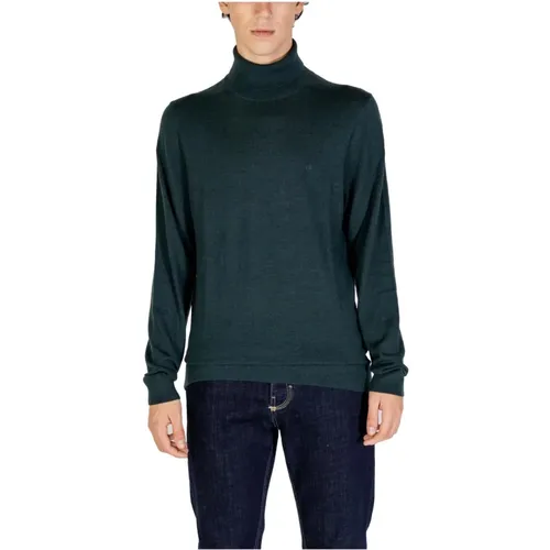 Turtlenecks, male, , Size: L Wool Knit Turtleneck Sweater - Calvin Klein - Modalova