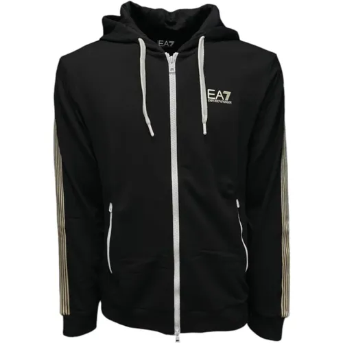 Zip-throughs, male, , Size: 2XL Hoodie with Gold Logo - Emporio Armani EA7 - Modalova