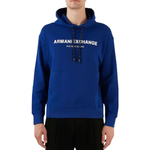 Hoodies, male, , Size: S Electric Hooded Sweatshirt with Print - Armani Exchange - Modalova