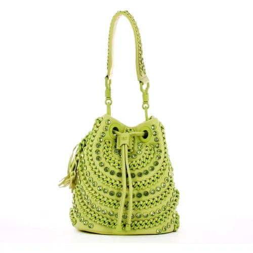Studded Bucket Bag with Chains - La Carrie - Modalova