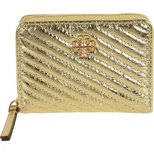 Wallets & Cardholders, female, , Size: ONE SIZE Kira Moto Quilt Metallic Wallet - TORY BURCH - Modalova