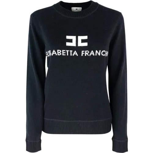 Cashmere Crewneck Sweater , female, Sizes: S, L, M - Elisabetta Franchi - Modalova