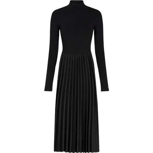 Schwarzes Abito Kleid , Damen, Größe: L - Tommy Hilfiger - Modalova