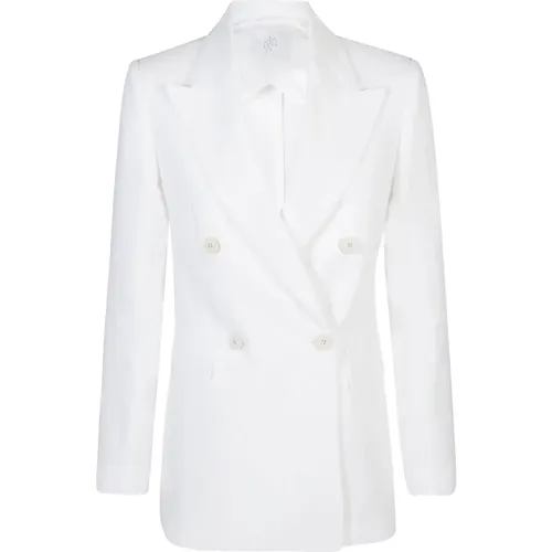 Double Breasted Linen Jacket , female, Sizes: XS, 2XS, S - Eleventy - Modalova