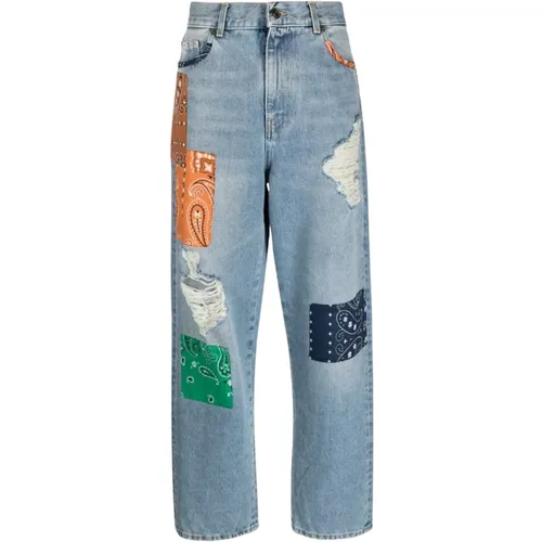 Clear Bandana Patchwork Distressed Jeans , female, Sizes: W27 - Alanui - Modalova