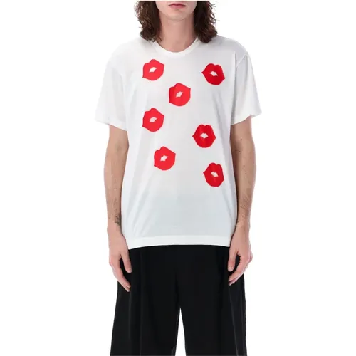 T-Shirts, male, , Size: L Lips T-Shirt Ss24 - Comme des Garçons - Modalova