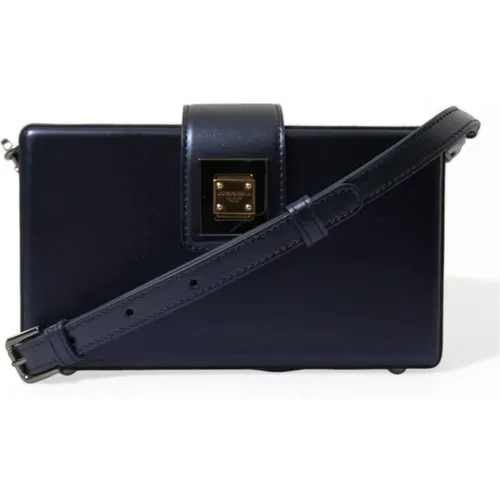 Luxuriöse Dunkelblaue Lammleder Box Tasche - Dolce & Gabbana - Modalova