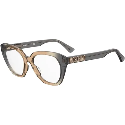 Glasses,Stilvolle Grau Ocker Brille - Moschino - Modalova