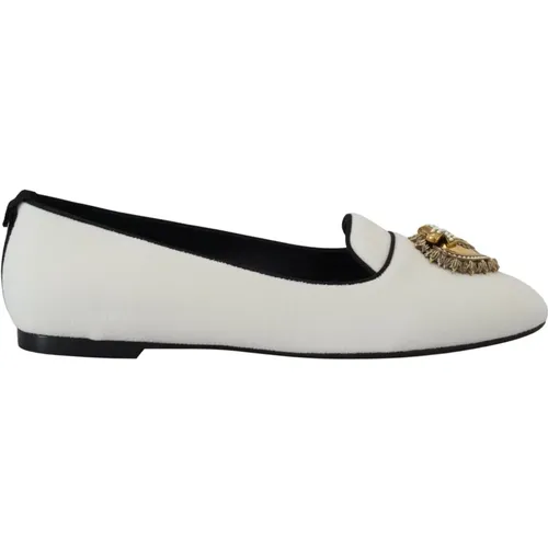 Velvet Slip Ons Loafers Flats Shoes , female, Sizes: 4 UK, 3 1/2 UK, 3 UK, 4 1/2 UK, 2 UK, 2 1/2 UK - Dolce & Gabbana - Modalova