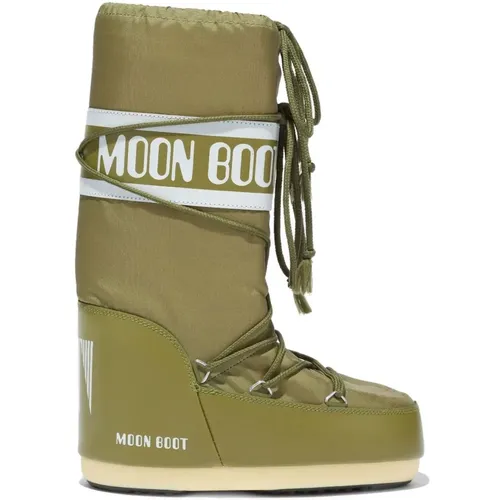 Grüne Nylonstiefel, Unisex Design , Herren, Größe: 45 EU - moon boot - Modalova