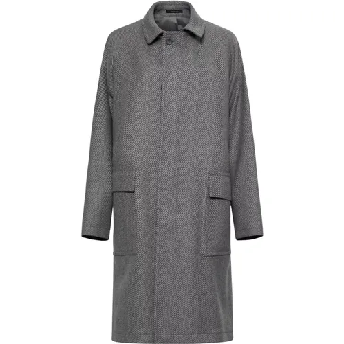 Parkas, male, , Size: 3XL Herringbone Wool Cashmere Coat - Tagliatore - Modalova