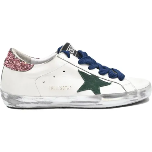 Glitzer Leder Sneakers Weiß/Rosa/Grün - Golden Goose - Modalova