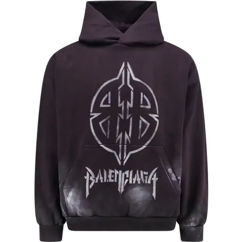 Hoodies, male, , Size: L Iconic Print Hooded Sweatshirt - Balenciaga - Modalova