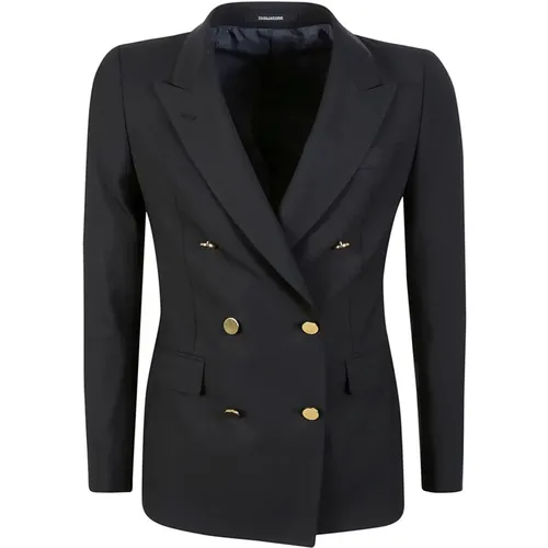 Blazers, female, , Size: L Double-Breasted Gabardine Jacket - Tagliatore - Modalova