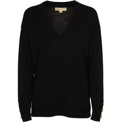 Merino Sweater Button Sleeve , female, Sizes: S, XS, L - Michael Kors - Modalova