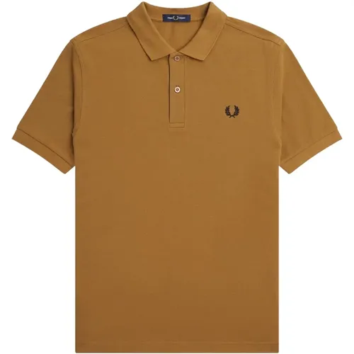 Slim Fit Plain Polo in Dark Caramel/Navy , male, Sizes: XL, 2XL, M, 3XL - Fred Perry - Modalova