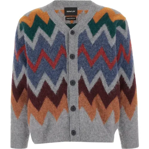 Geometrischer Woll V-Ausschnitt Cardigan Pullover , Herren, Größe: XL - Howlin' - Modalova