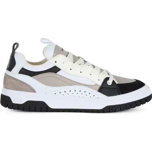 Contrast Insert Leather Sneakers , male, Sizes: 9 UK, 8 UK, 7 UK, 4 UK, 5 UK, 10 UK, 6 UK - Armani Exchange - Modalova