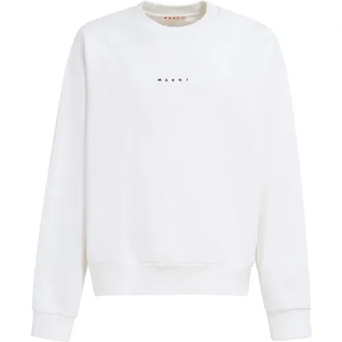 Cotton sweatshirt with mini logo , male, Sizes: XL, L, M - Marni - Modalova